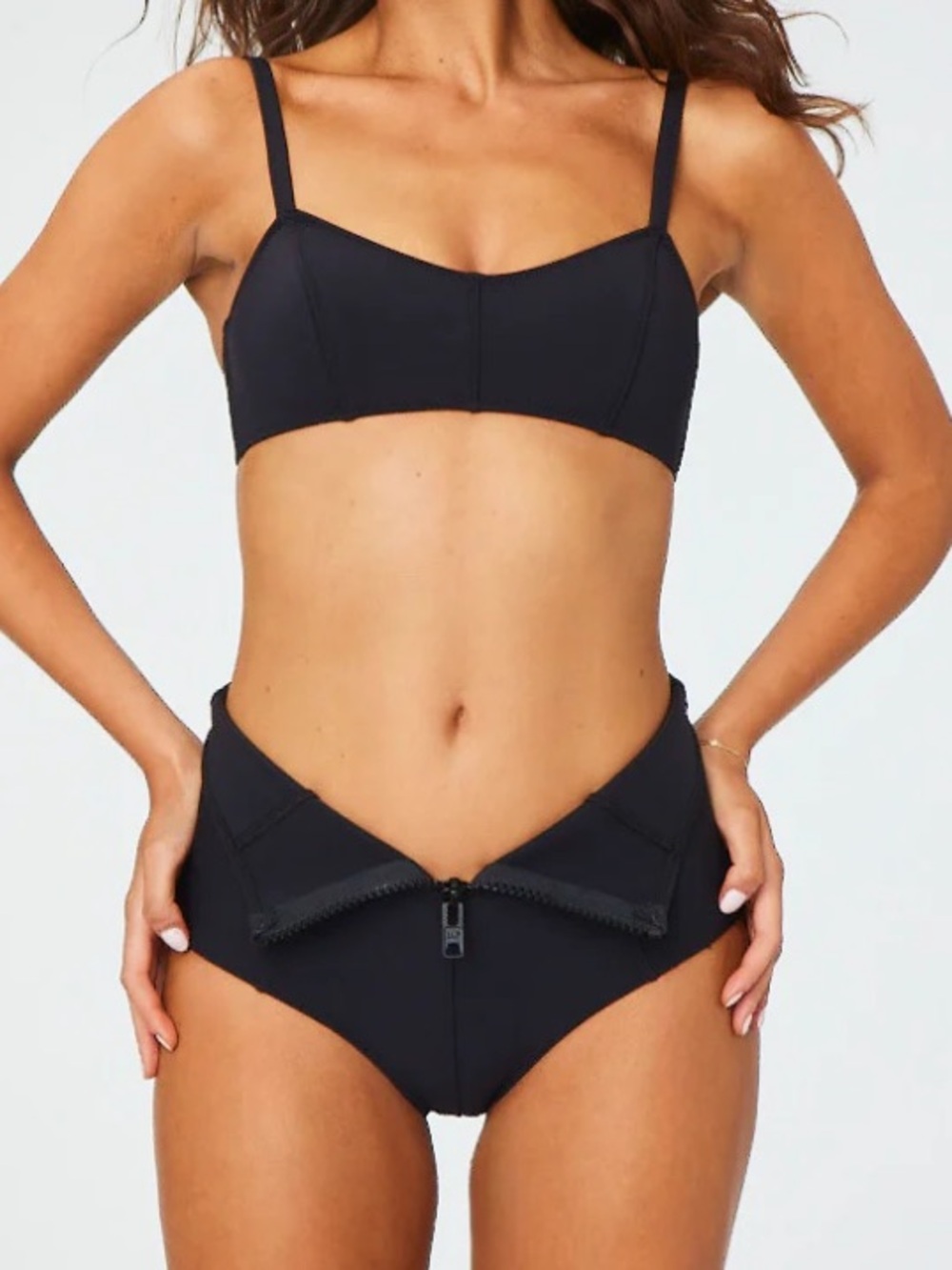 Lisa Marie Fernandez Large the genevieve ziphigh waist bikini in black neoprene